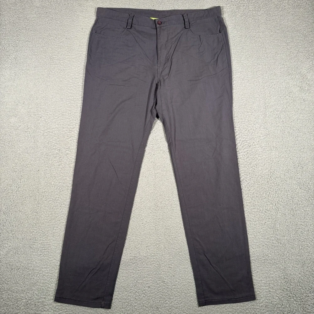 Tasc Pants Mens 38x32 Gray Slim Straight‎ Bamboo Viscose 5 Pocket Chino Preppy